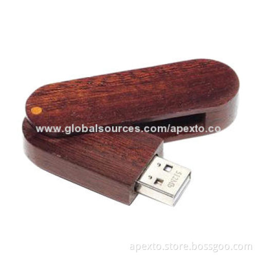 Maple Wood Swivel USB Flash Drive with More Than 1,000,000 Times Data Encryption, Customized ColorNew